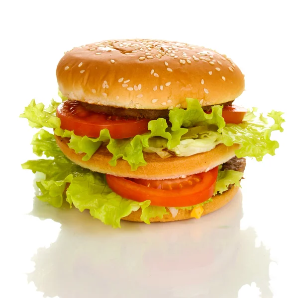 Velké a chutné hamburger izolovaných na bílém — Stock fotografie
