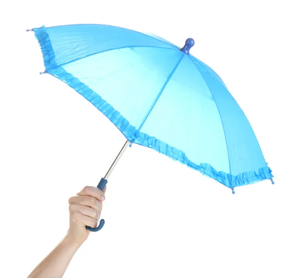 Parapluie bleu isolé à la main sur fond blanc — Photo