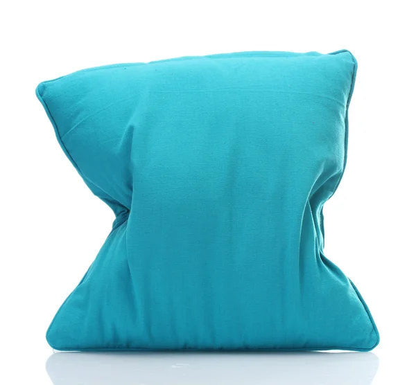 白で隔離される青い明るい枕 — ストック写真