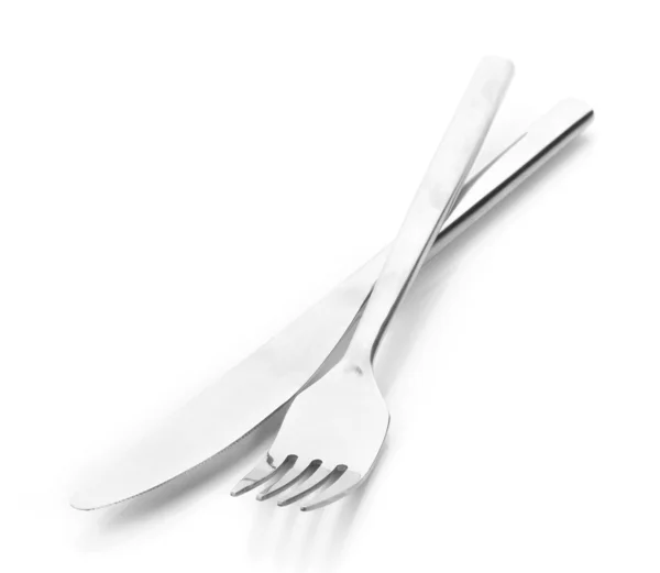 Silbergabel und Messer isoliert auf weiß — Stockfoto