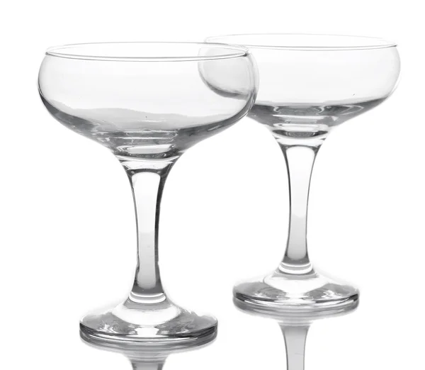 Empty glasses of champagne isolated on a white — Stock Photo, Image
