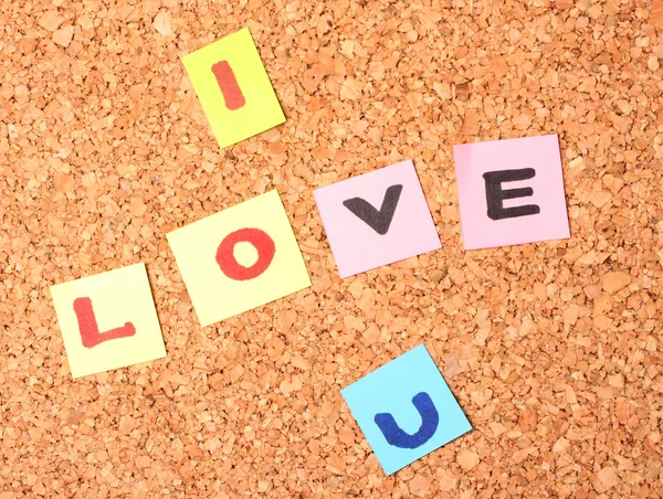 Cork board with i love you — Stock Photo, Image