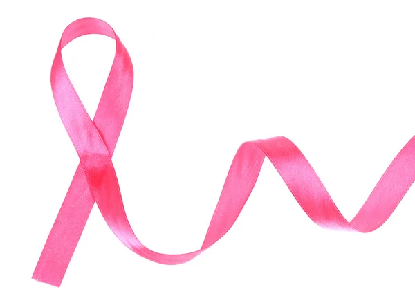 Розовая лента рака молочной железы изолирована на белом — стоковое фото