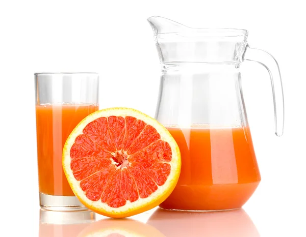 Grapefruitsap en grapefruit geïsoleerd op wit Rechtenvrije Stockfoto's