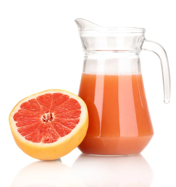 Grapefruitsap en grapefruit geïsoleerd op wit Rechtenvrije Stockafbeeldingen