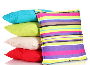 Bright color pillows isolated on white
