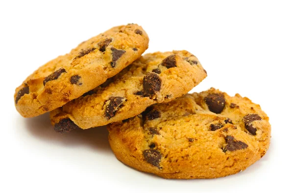 Biscoitos de chocolate isolados em branco — Fotografia de Stock