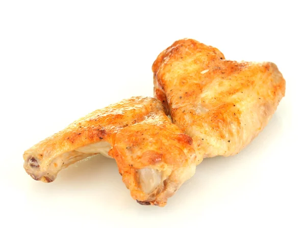 Ali di pollo arrosto isolate su bianco — Foto Stock