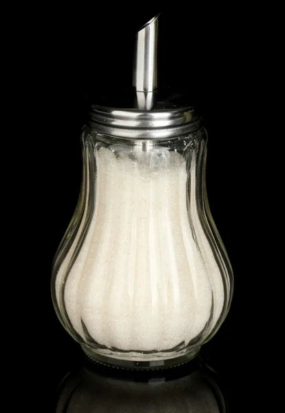 Sugar bowl isolated on black background close-up — Stock Photo, Image