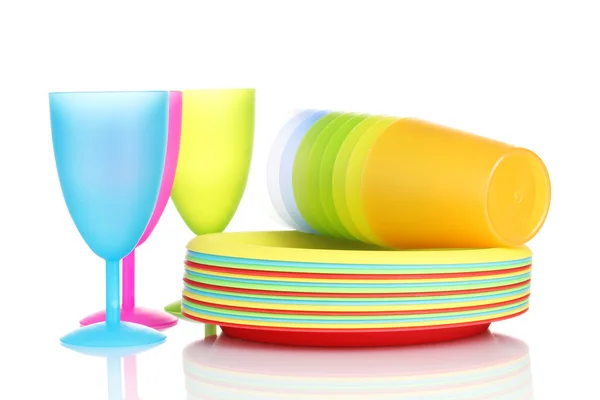 Světlé plastové nádobí izolovaných na bílém — Stock fotografie
