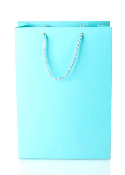 蓝色购物袋，白色孤立 — 图库照片