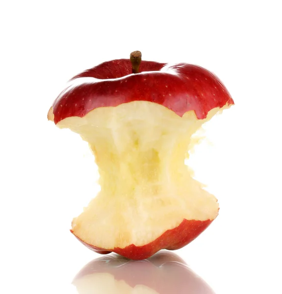 Червоне кусане яблуко ізольоване на білому — стокове фото