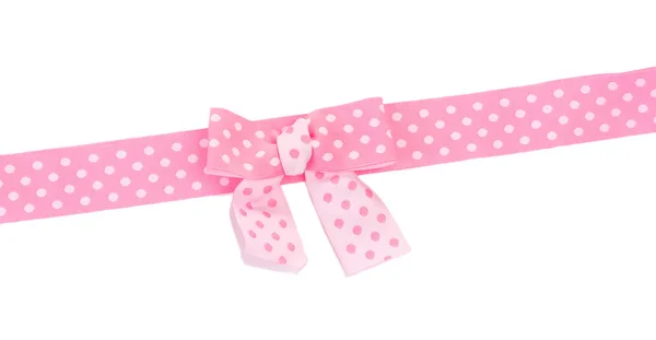 Beautiful pink satin bow and ribbon isolated on white — Stock Photo, Image