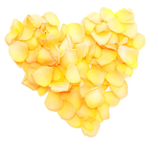 Beautiful heart of orange rose petals isolated on white — Stock Photo, Image