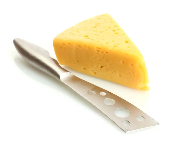 Ser smaczny i na białym tle nóż — Zdjęcie stockowe