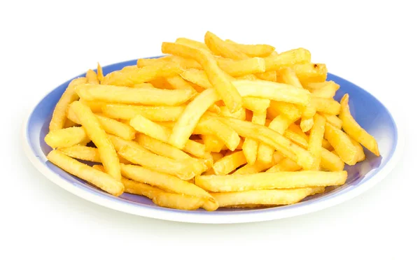 Potatoes fries in the plate isolated on white — Stock Photo, Image