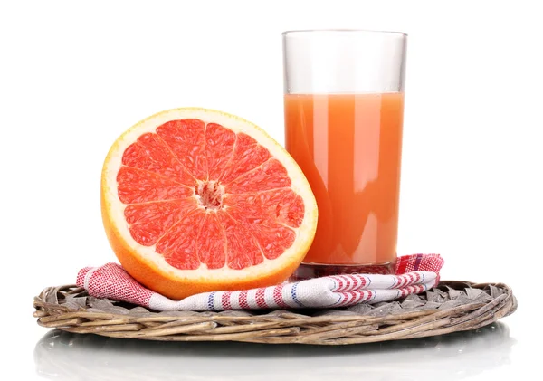 Grapefruktjuice och grapefrukt isolerad på vit — Stockfoto