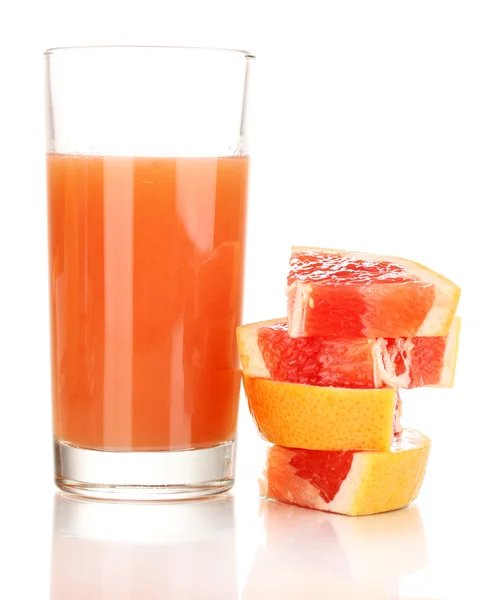 Szeletelt grapefruit és elszigetelt fehér lé — Stock Fotó