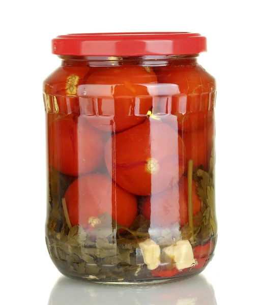 Burk konserverade tomater isolerad på vit — Stockfoto