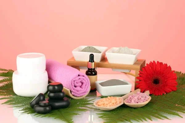Argila cosmética para tratamentos de spa isolado em fundo colorido — Fotografia de Stock