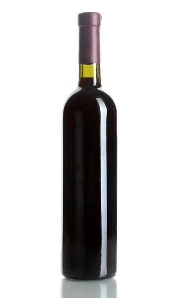 Beyaz şarap izole edilmiş kırmızı şarap şişesi. — Stok fotoğraf