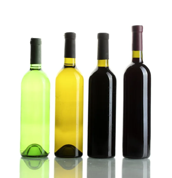Flessen wijn geïsoleerd op wit — Stockfoto