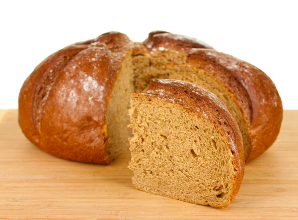 Beyaz arka plan yakın çekim ekmek dilimlenmiş — Stok fotoğraf