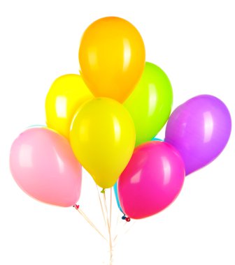 Beyaz üzerinde izole edilmiş renkli balonlar