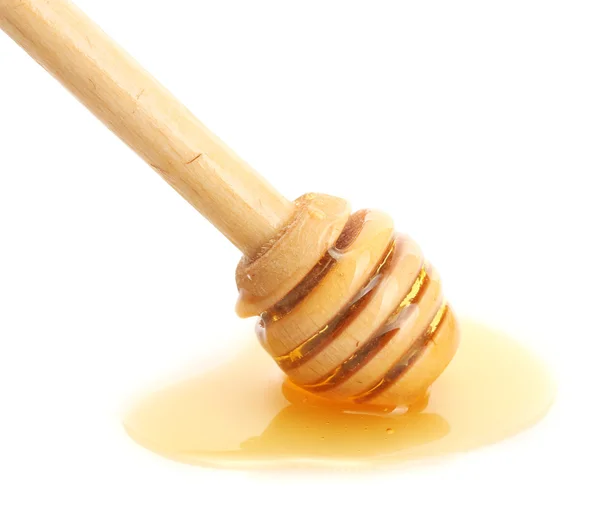 Drizzler z słodki miód na białym tle — Zdjęcie stockowe