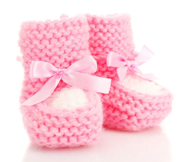 Pink baby boots isolated on white — Stock Photo, Image
