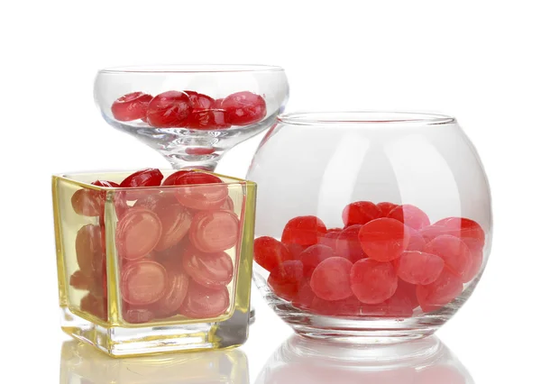 Color candies in glasses isolated on white — Stock Photo, Image