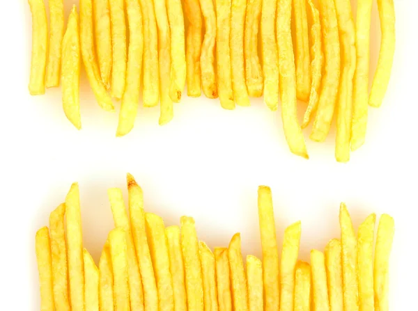 Ziemniaki frytki na białe tło zbliżenie — Zdjęcie stockowe