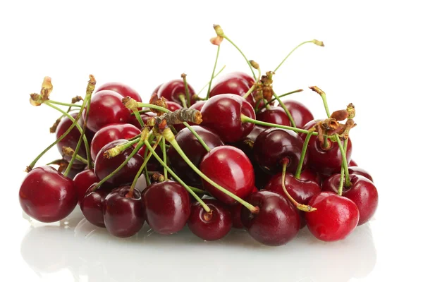 Ripe cherry berries isolated on white — Stock Photo, Image