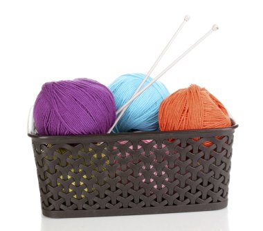 beyaz izole plastik sepet örgü ipliği