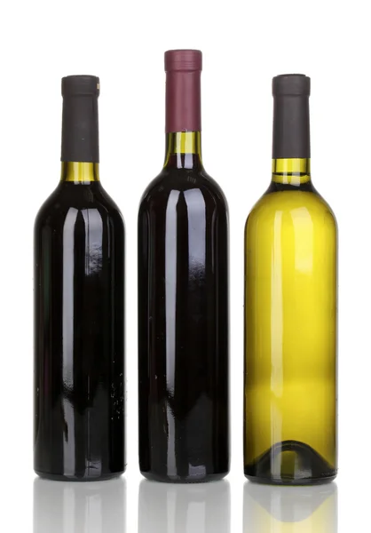 Botellas de gran vino aisladas sobre blanco — Foto de Stock