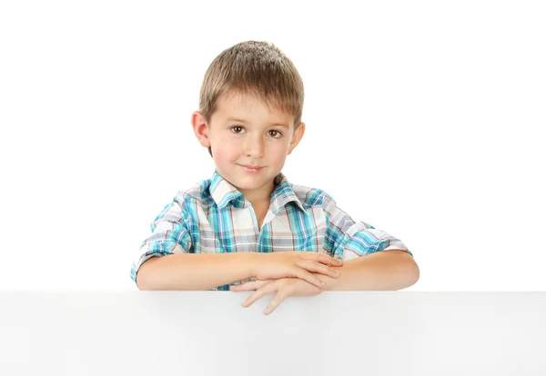 Портрет счастливого мальчика, изолированного на белом — стоковое фото