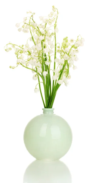 Május-liliomok, elszigetelt fehér váza — Stock Fotó