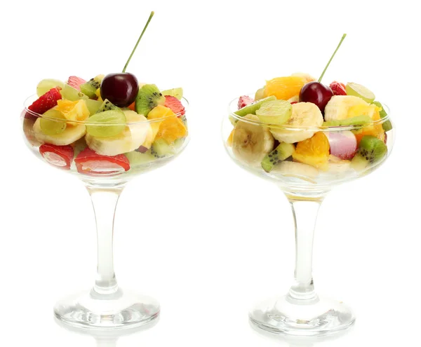 Fresh fruits salad isolated on white — Stock Photo, Image