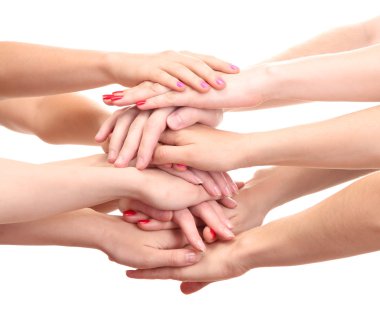 Group of young 's hands isolated on white clipart