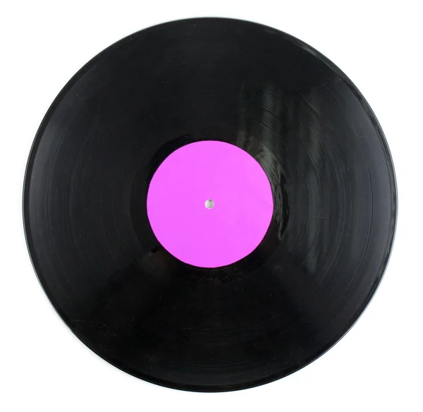 Черный виниловый диск изолирован на белом — стоковое фото
