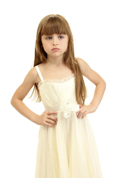 Porträt des süßen kleinen Mädchens isoliert auf weiß — Stockfoto