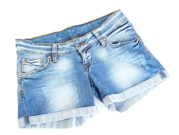 Women jeans shorts isolated on white background — Stock Photo, Image