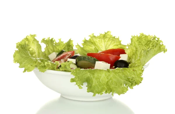 孤立在白色的美味希腊沙拉 — 图库照片