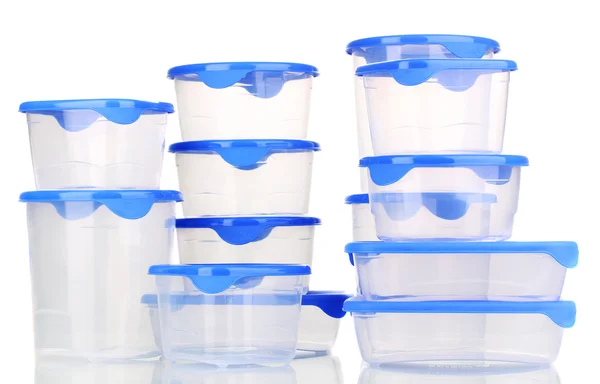 Envases de plástico para alimentos aislados en blanco —  Fotos de Stock