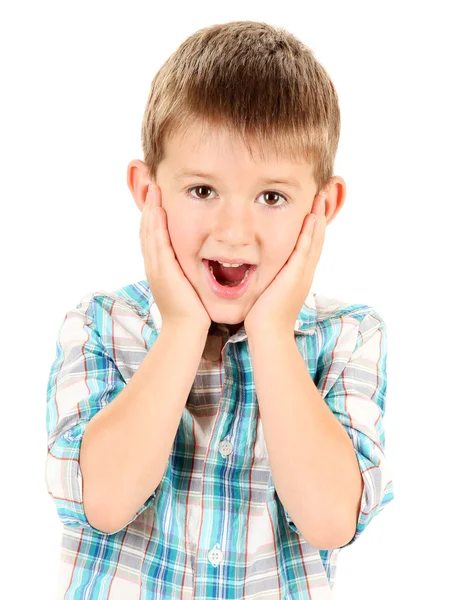 Portrait of little boy isolated on white — Stock Photo, Image