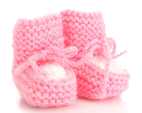 Botas de bebê rosa isoladas em branco — Fotografia de Stock