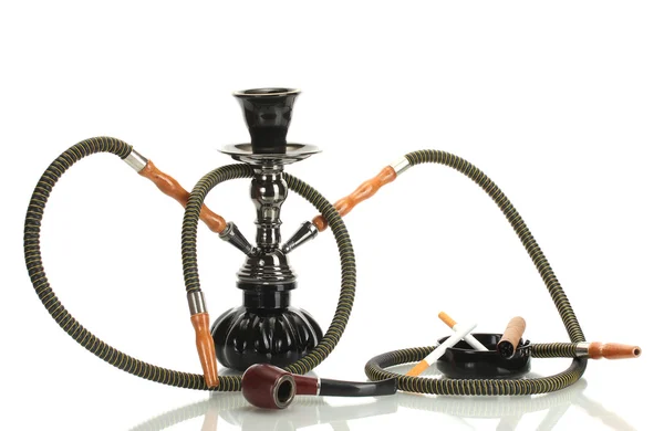 Smoking tools - a hookah, cigar, cigarette and pipe isolated on white background — Stock Photo, Image
