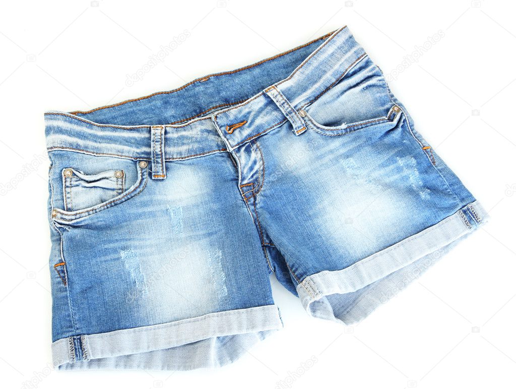 Women jeans shorts isolated on white background