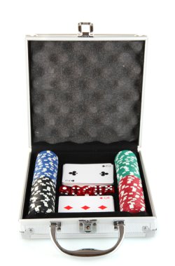 Metalik olgu üzerinde izole beyaz arka planda çalýþmasýný poker