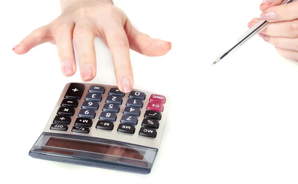 Hands and calculator — Stock Photo, Image